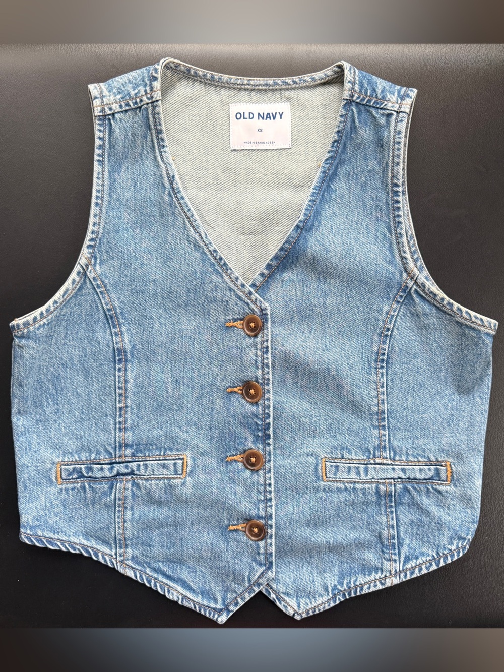 Old Navy Washed Blue Denim Button Vest